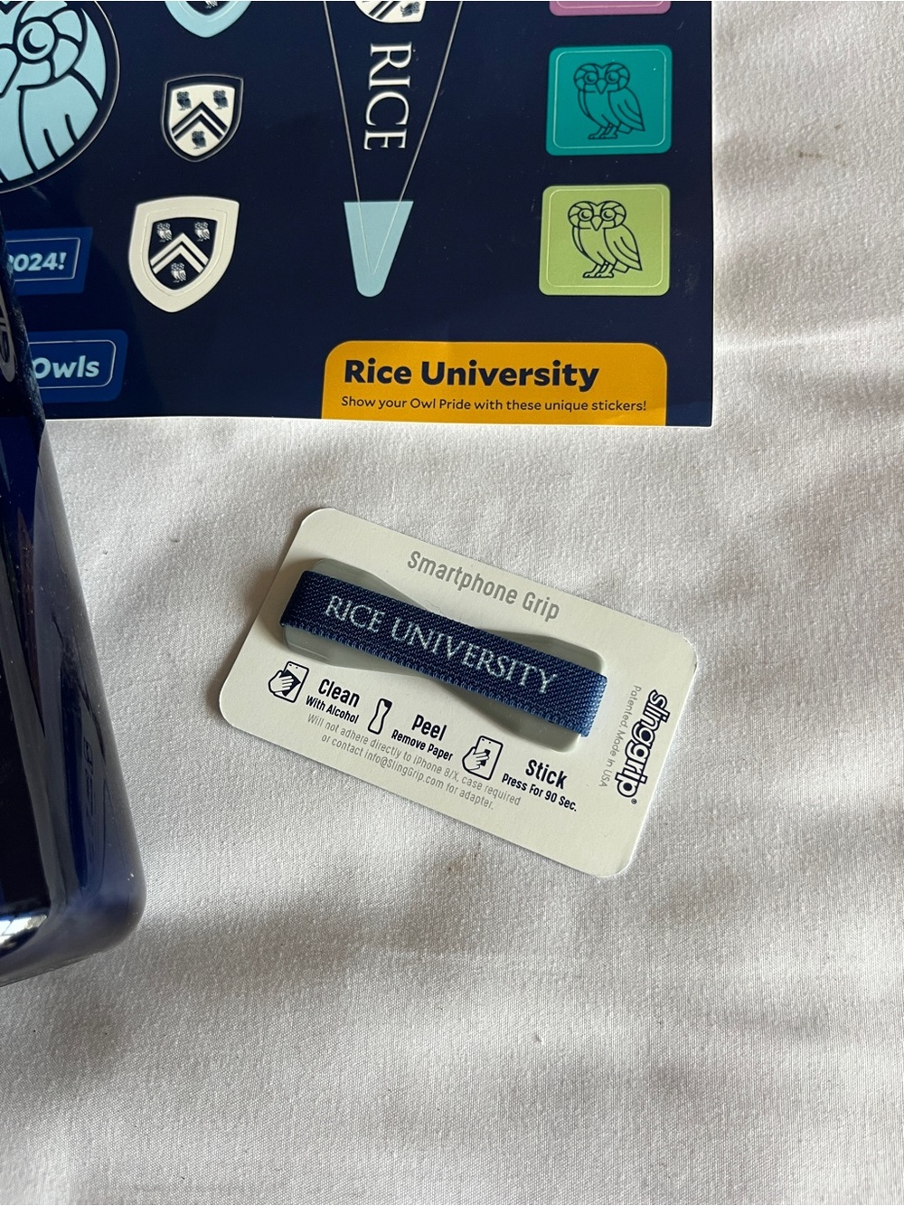 Rice University Blue Water Bottle Stickers Smartphone Grip Set - Picture 3 of 10